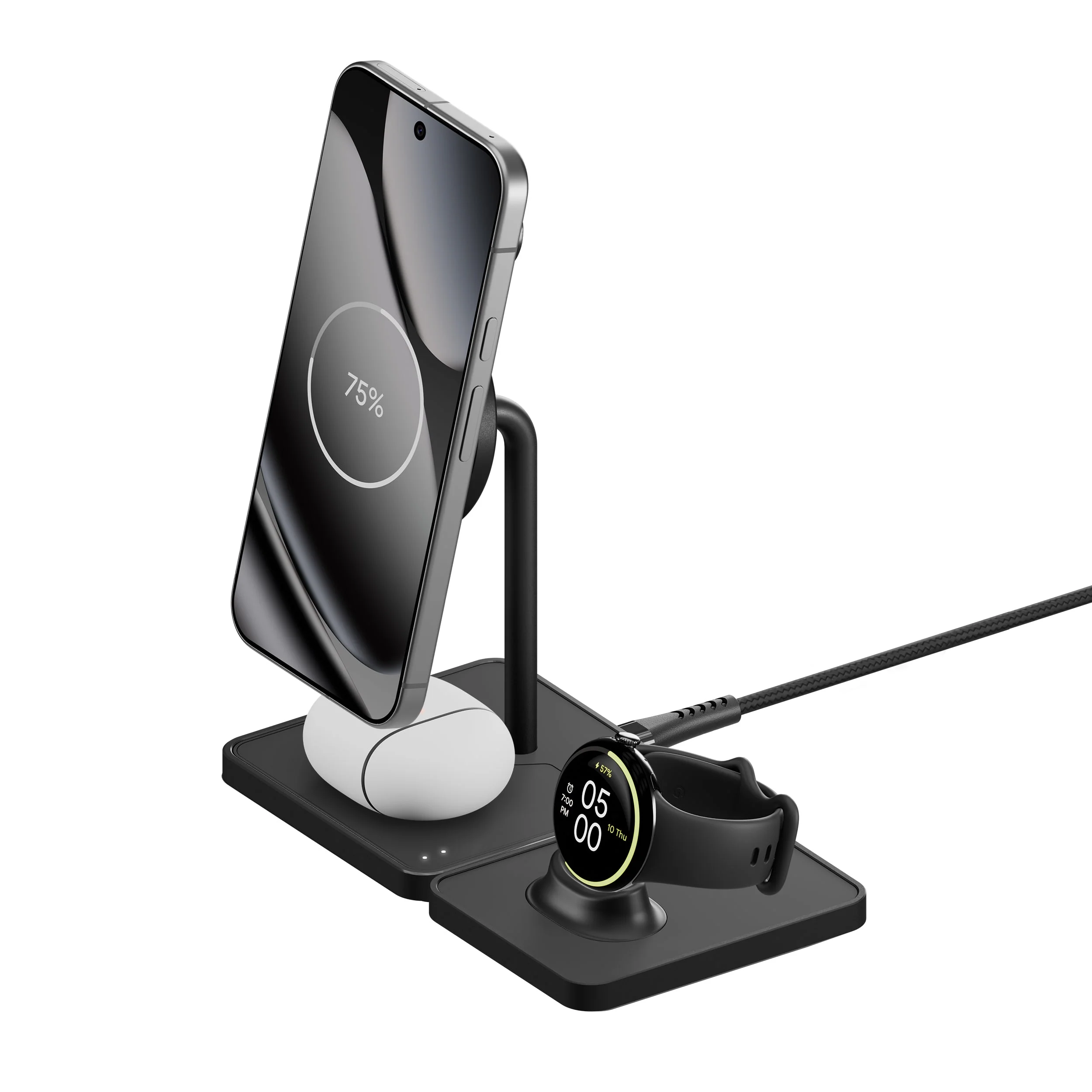 Wireless Charging Stand and Pixel Watch Charger - Matte Black